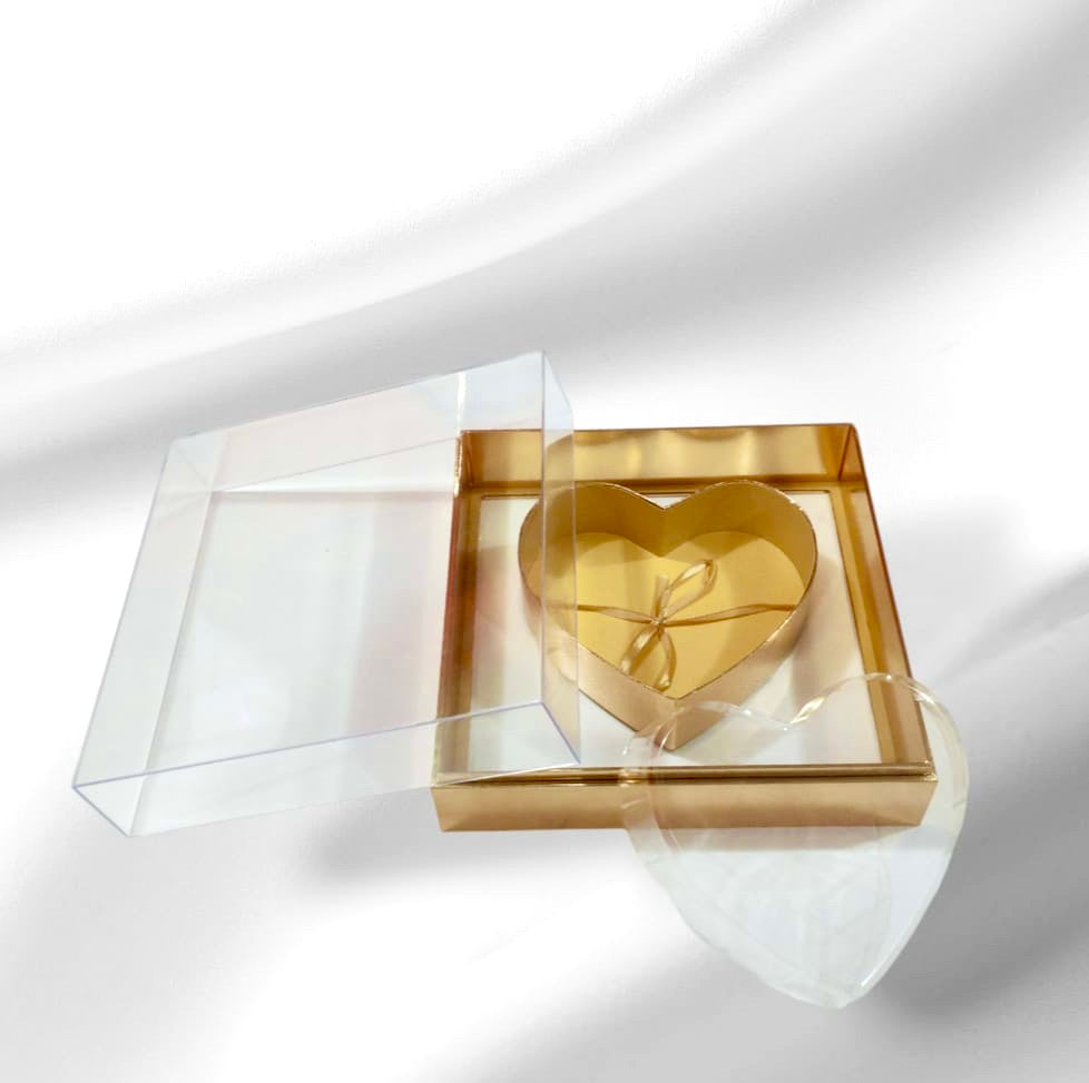 CORAZÓN - Estuche de lujo con Tapa de Acrílico 2 tamaños/ 1pz (No incluye flores)