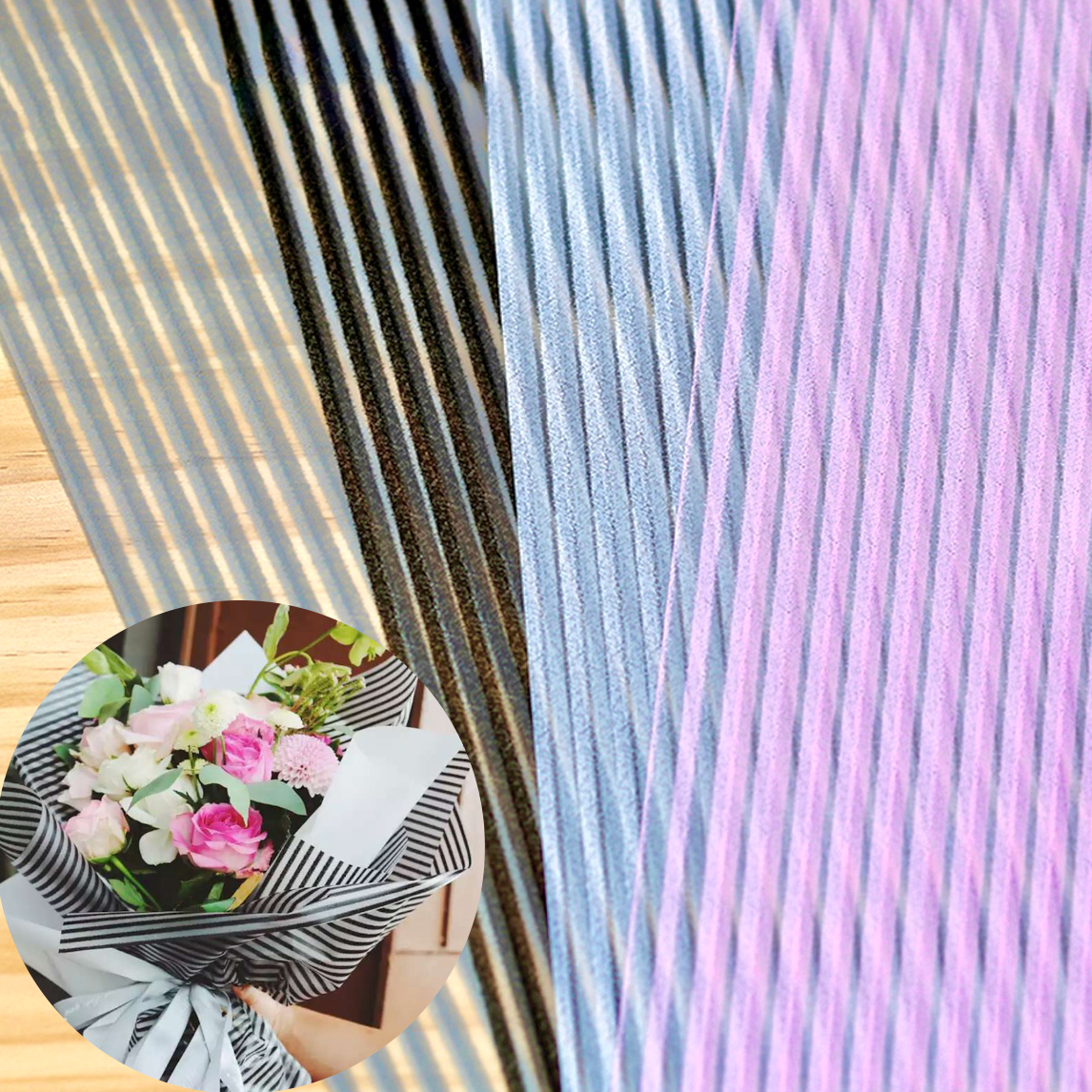 Papel Coreano para floristeria RAYAS / Paq. 20 Pliegos
