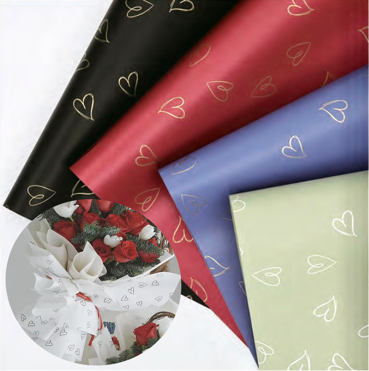 Papel Coreano para arreglos florales LOVE / Paq. 20 Pliegos (NUEVOS COLORES)