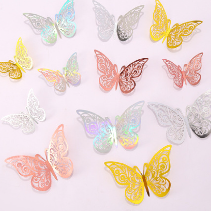 MARIPOSAS - Papel metalizado / paquete de 12 pz