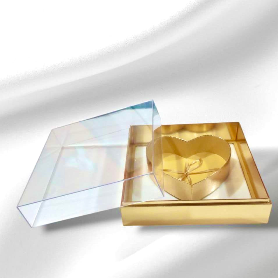 CORAZÓN - Estuche de lujo con Tapa de Acrílico 2 tamaños/ 1pz (No incluye flores)