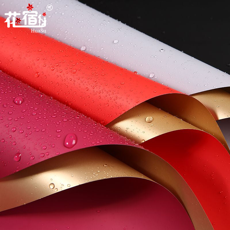 Papel Coreano para envolver flores DOBLE VISTA ORO / Paq. 20 Pliegos.