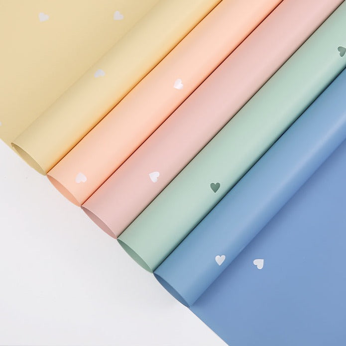 Papel Coreano para floristeria CORAZONES / Paq. 20 Pliegos (NUEVOS COLORES)