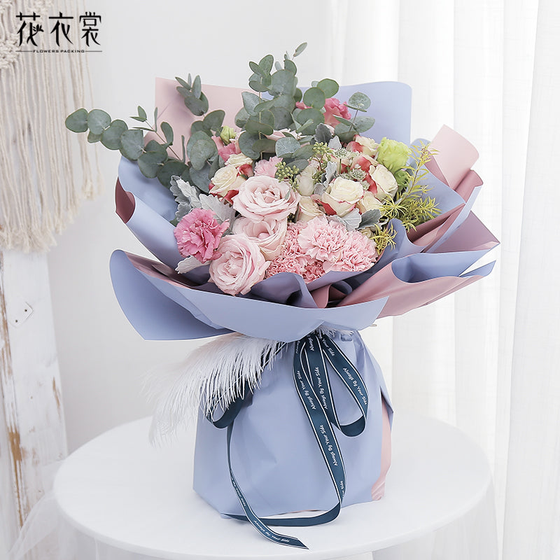 Papel Coreano para floristeria DUO PASTEL ORO ROSA / Paq. 20 Pliegos