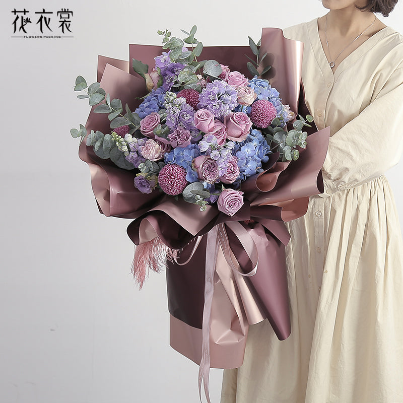 Papel Coreano para floristeria DUO PASTEL ORO ROSA / Paq. 20 Pliegos