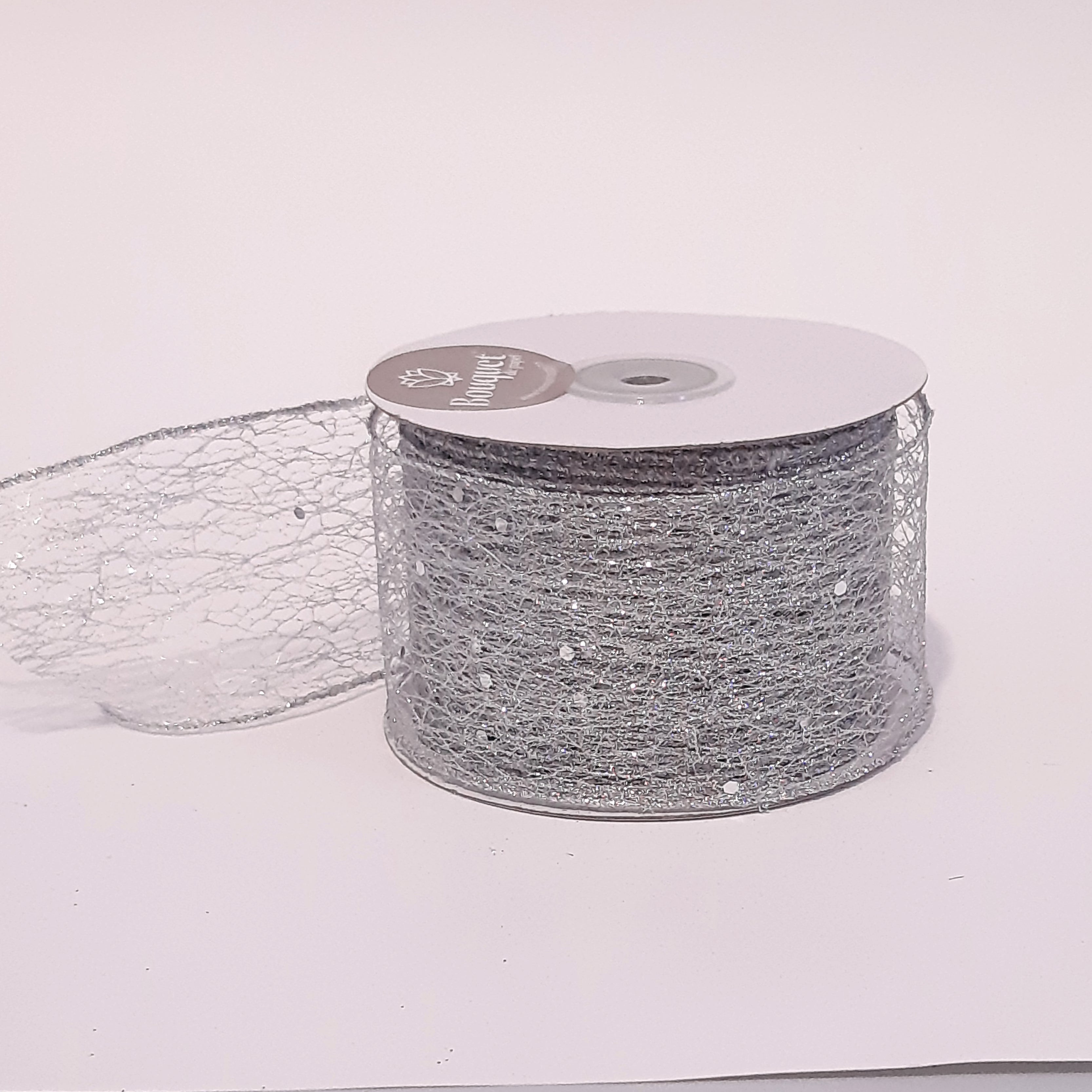Listón Tramado Metálico Fantasía con Alambre 6.3 cm x 23 M